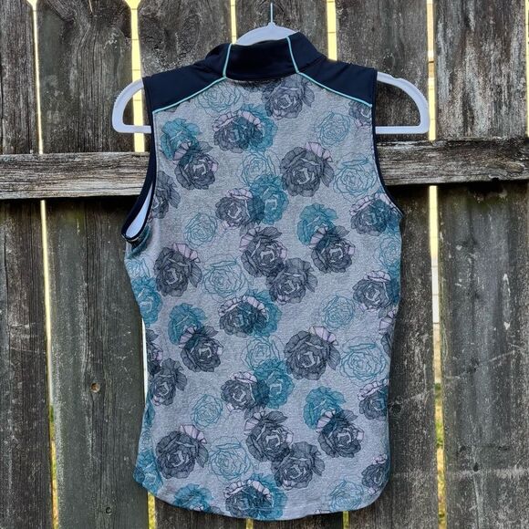 Lady Hagen Blue Floral Golf Quarter Zip Tank Small - Picture 4 of 4